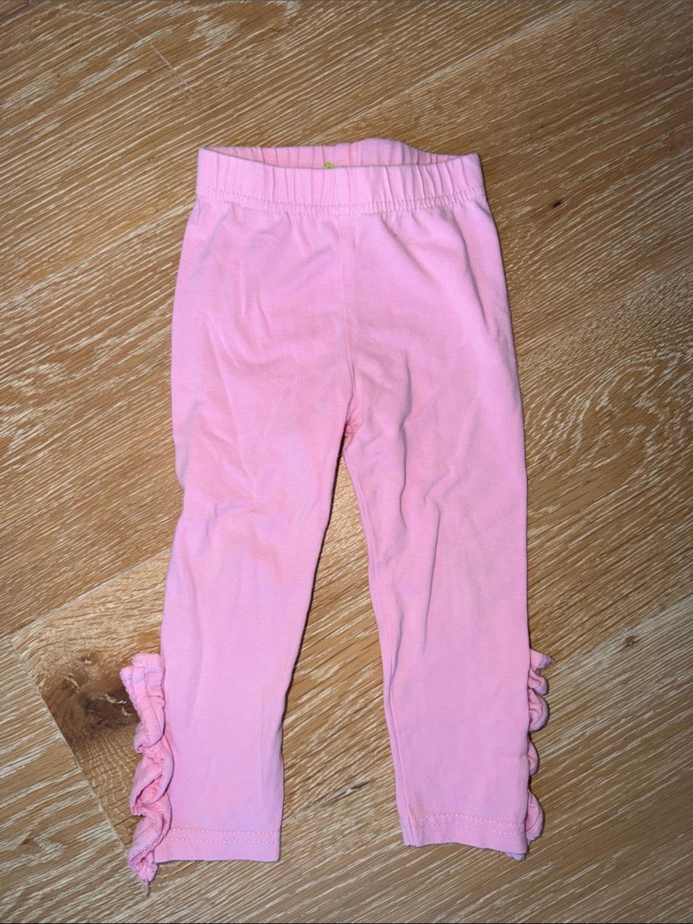 Girls Pink Ruffle Hem Leggings